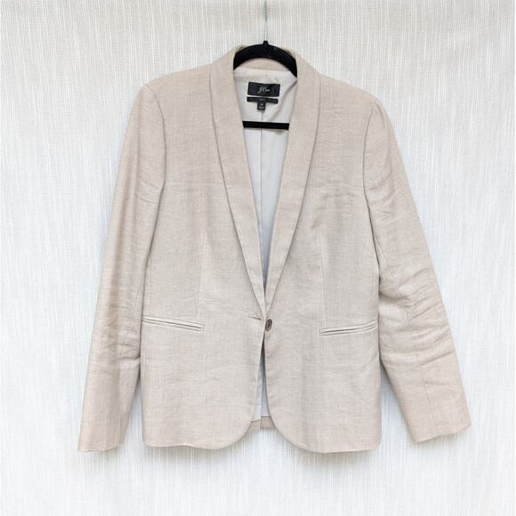 J.Crew Parke Stretch Natural/Cream Linen Blend Single-breasted Blazer, size 10 - Picture 1 of 10